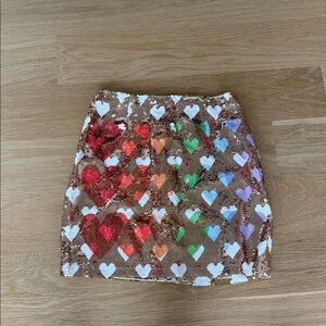 Judith March Colorful Heart Sequin Skirt